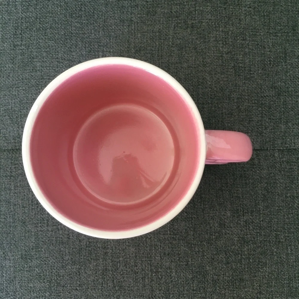 Hello Kitty Pastel Stripe, Bow Handle Coffee Mug, White, Pink, 20 oz
